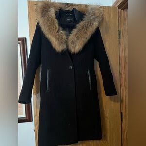 Authentic Mackage Wool Coat with fur collar hood
